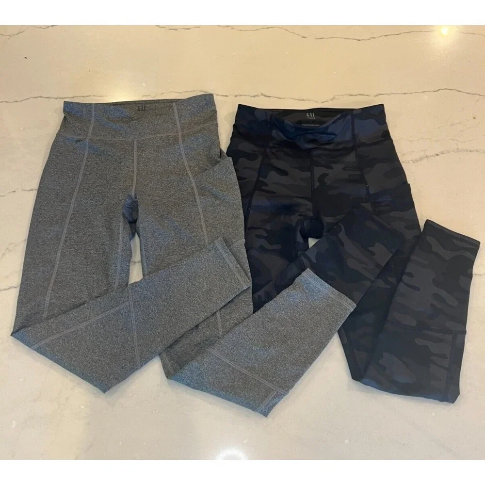 Lot of 2 Teen Girls Gap Leggings Size‎ Large Very Good Condition Camouflage Gray